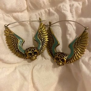 Harley skull wing earrings